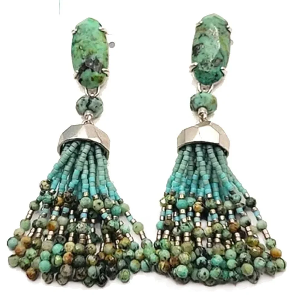 Kendra Scott Dove Statement Earrings in African Turquoise NWOT